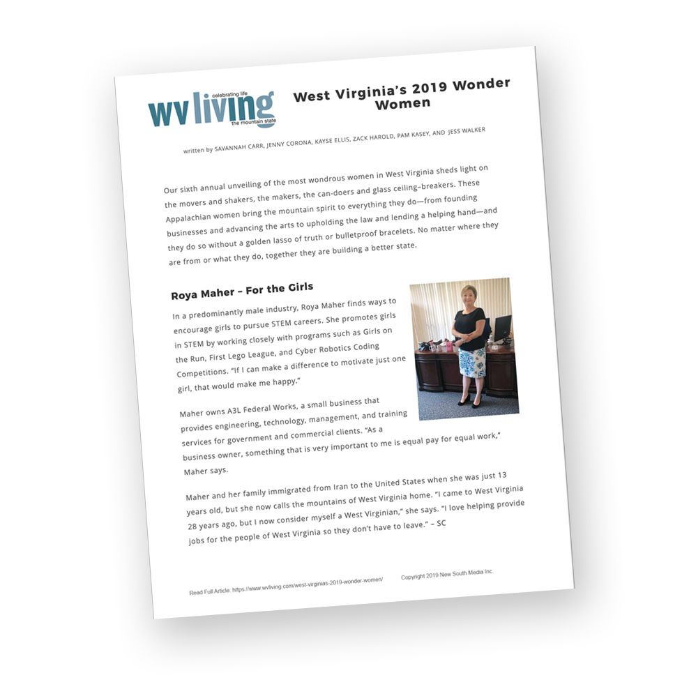 Roya Maher named a WV Living Wonder Woman